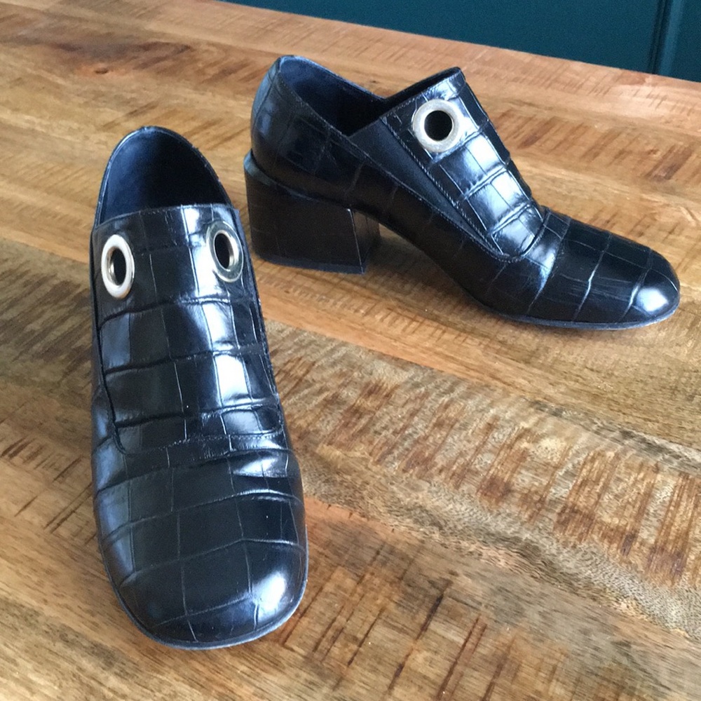 TIBI Croc Inspired Leather Loafer